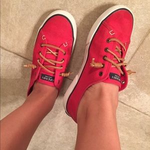 Cherry Red Sperry Slip-Ons